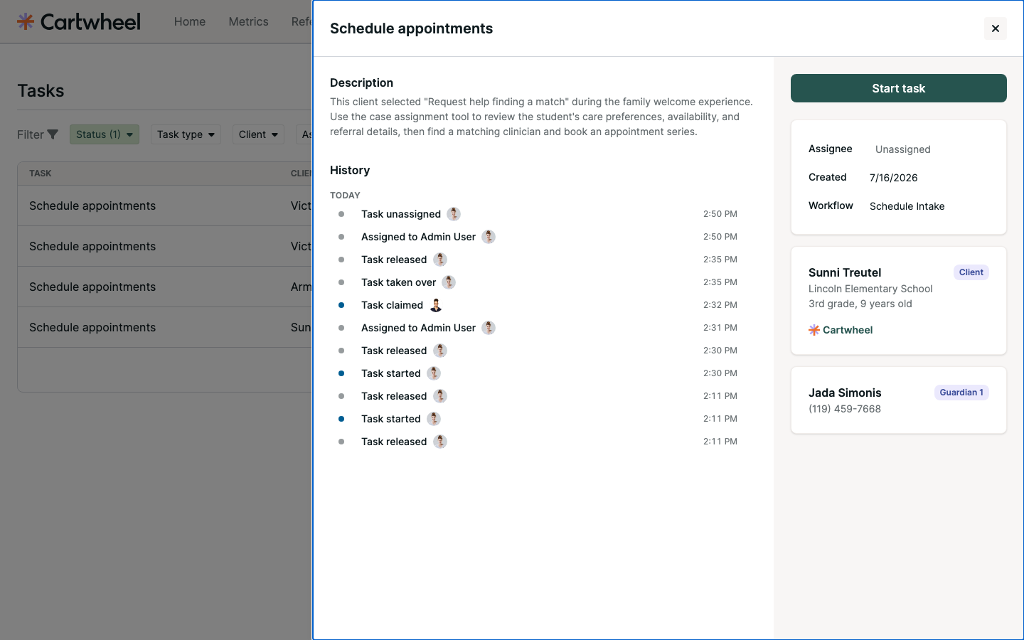 Available task with Start task