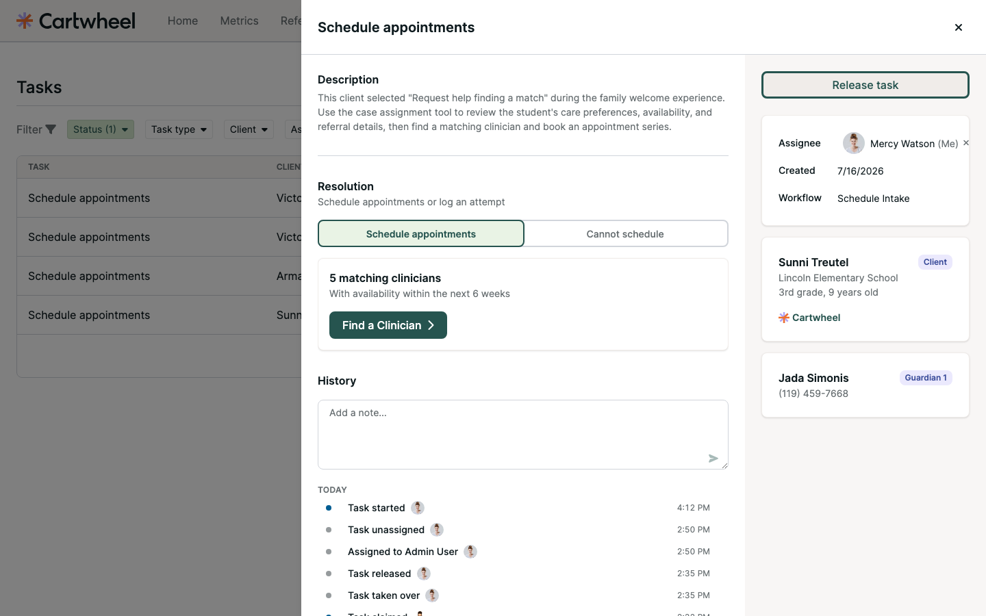 Claimed task with Release task